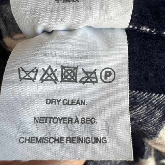 J Crew Plaid Flannel Half Zip Pullover Top Medium Buffalo Check Navy Blue White - Picture 14 of 14